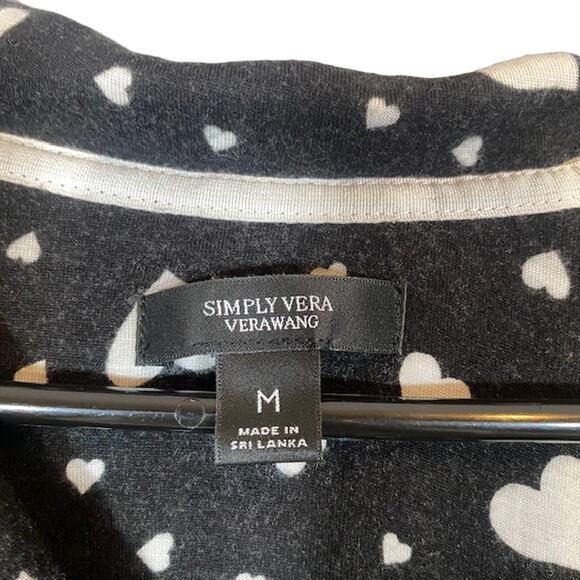 Simply Vera Vera Wang Black Hearts Button Up Sleep Shirt Women Sz M - Picture 8 of 9